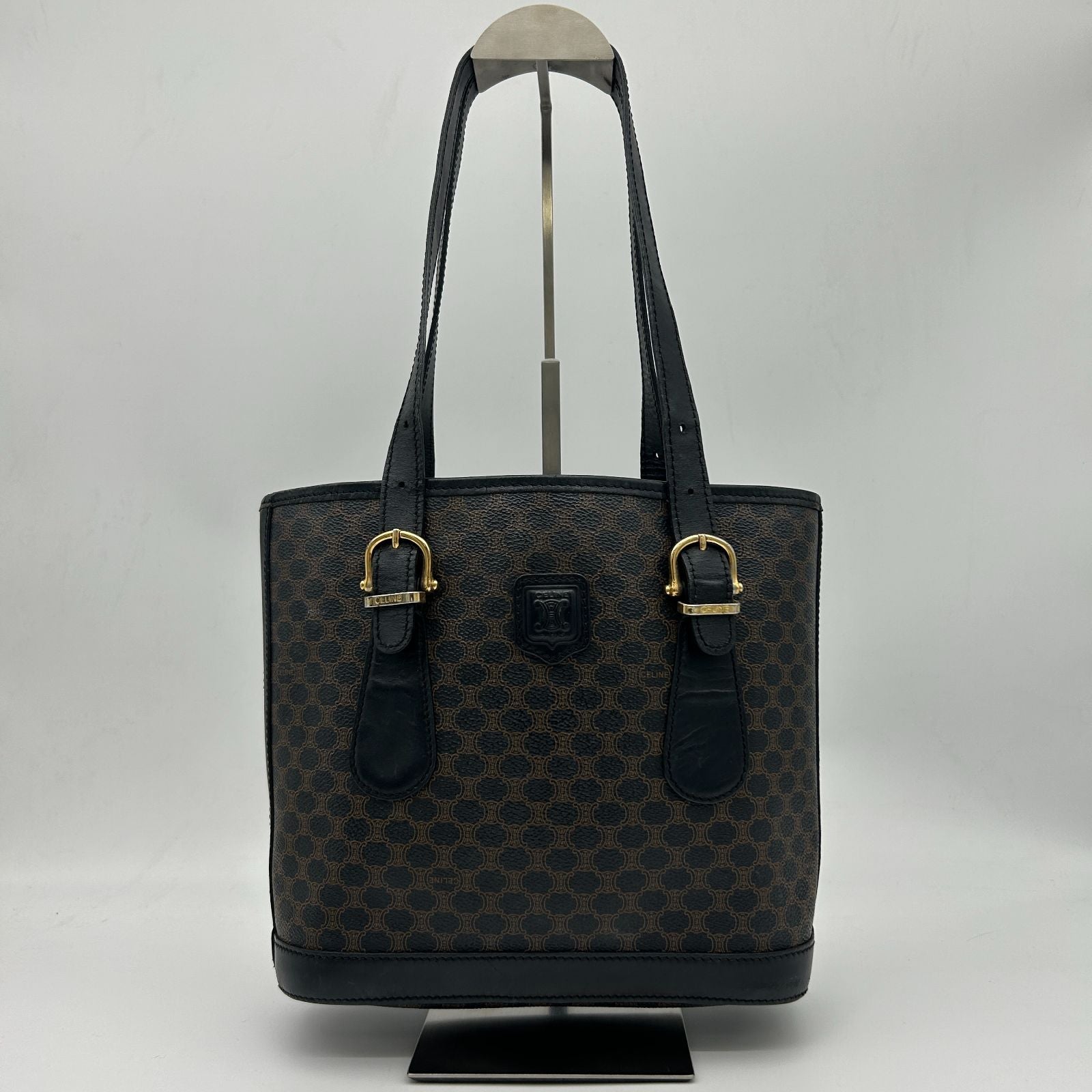 Celine Macadam Shoulder Bag Canvas Black