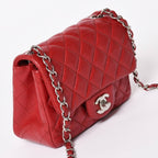 Chanel Mini Quilted 16 Chain Shoulder Bag Caviar Leather Red Silver — view 3