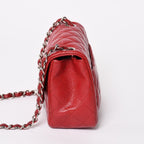 Chanel Mini Quilted 16 Chain Shoulder Bag Caviar Leather Red Silver — view 4