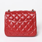 Chanel Mini Quilted 16 Chain Shoulder Bag Caviar Leather Red Silver — view 2