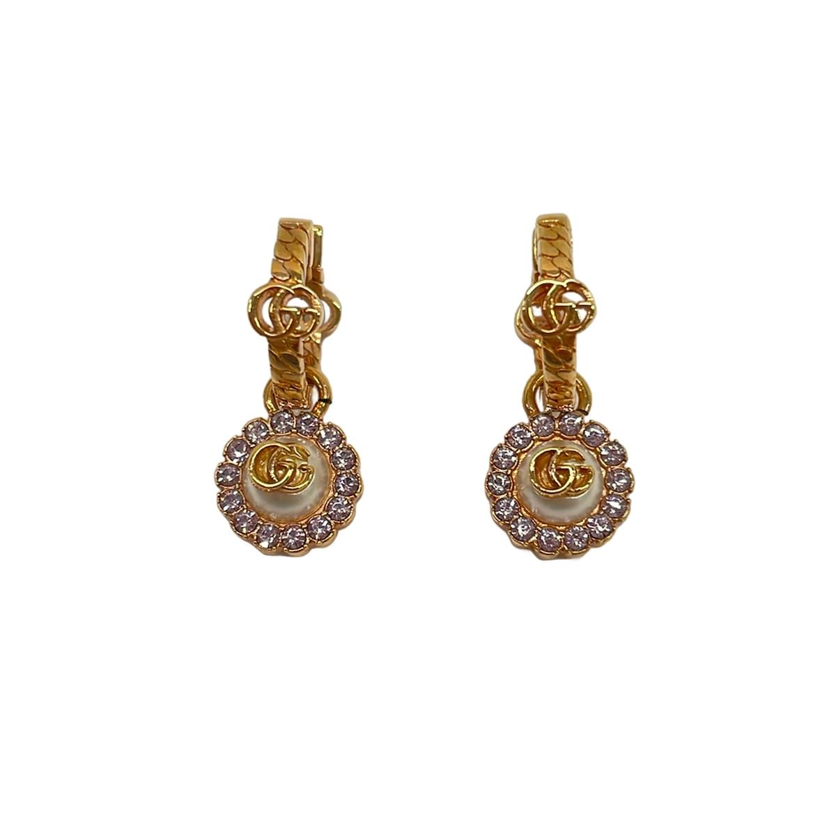 Gucci Earrings Double Pink Gold White