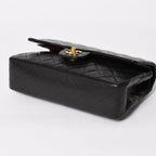 Chanel Quilted 25 Double Flap Chain Shoulder Bag Lambskin CC Logo Black — view 8
