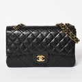 Chanel Quilted 25 Double Flap Chain Shoulder Bag Lambskin CC Logo Black