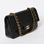 Chanel Quilted 25 Double Flap Chain Shoulder Bag Lambskin CC Logo Black — view 3