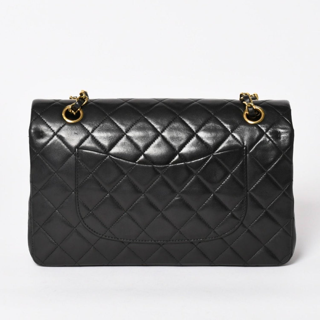 Chanel Quilted 25 Double Flap Chain Shoulder Bag Lambskin CC Logo Black — view 2