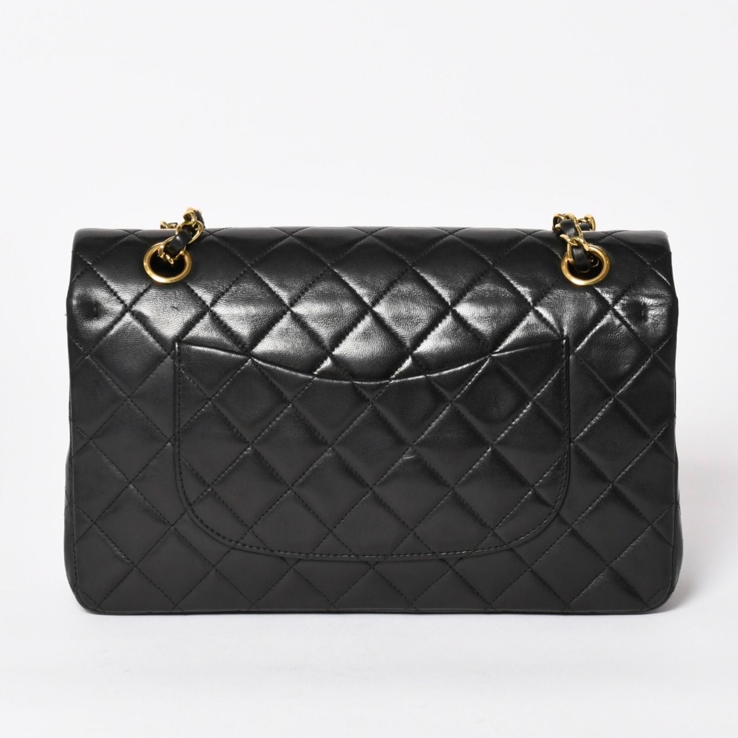 Chanel Quilted 25 Double Flap Chain Shoulder Bag Lambskin CC Logo Black — view 2