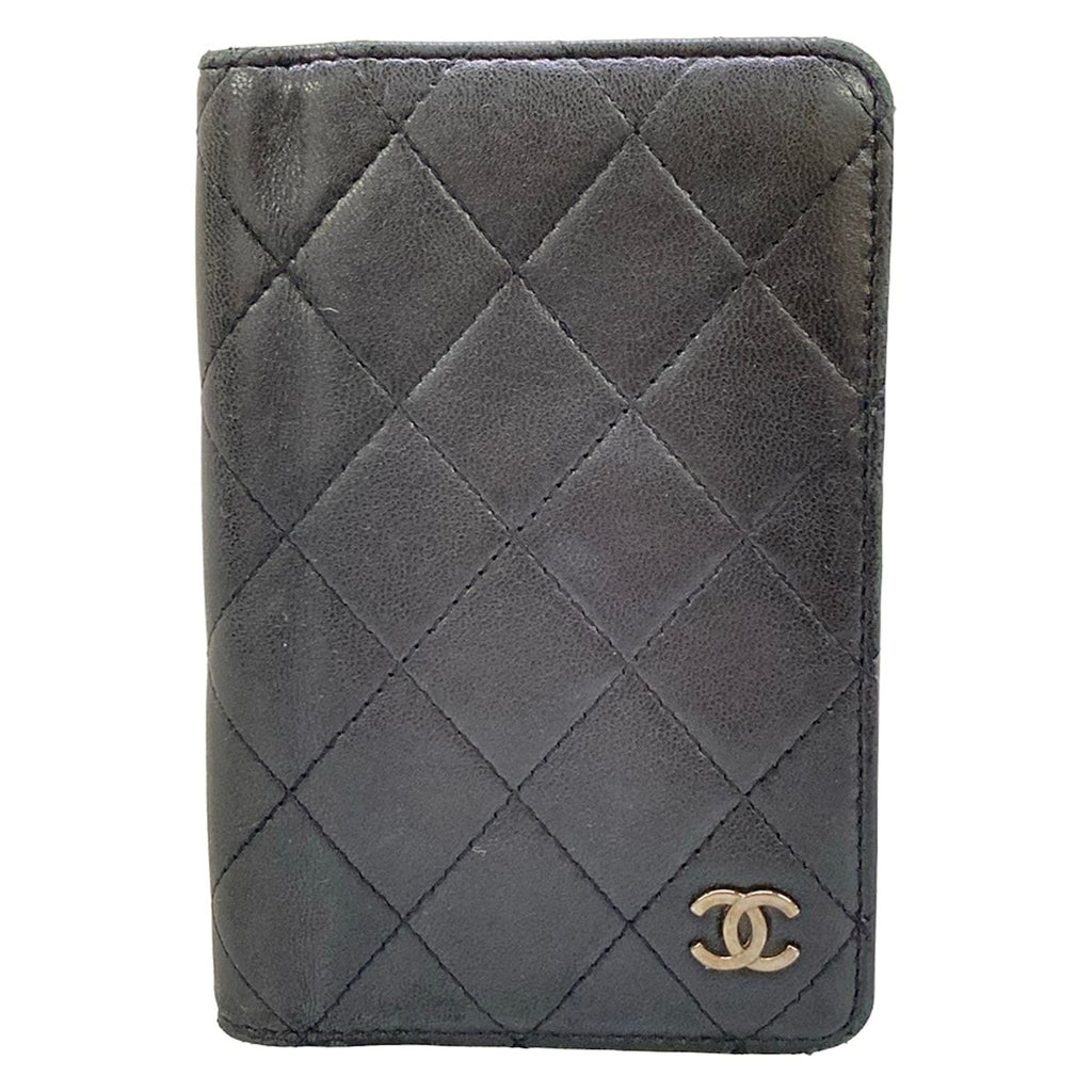 Chanel Notebook Quilted Black CC Logo Silver Lambskin Agenda