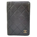 Chanel Notebook Quilted Black CC Logo Silver Lambskin Agenda