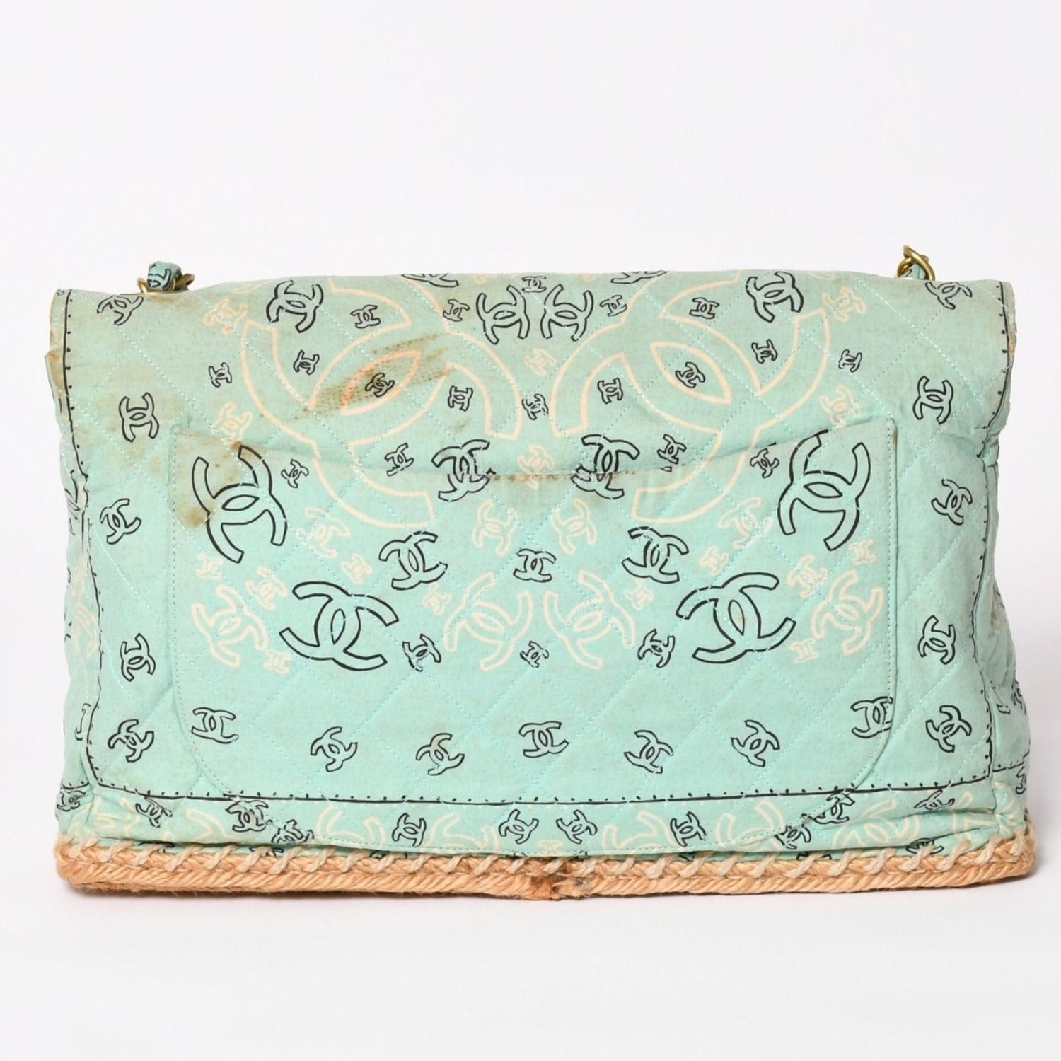 Chanel Maxi Quilted 33 S Flap S Chain Shoulder Bag CC Logo Paisley Light Blue — view 2