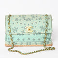 Chanel Maxi Quilted 33 S Flap S Chain Shoulder Bag CC Logo Paisley Light Blue