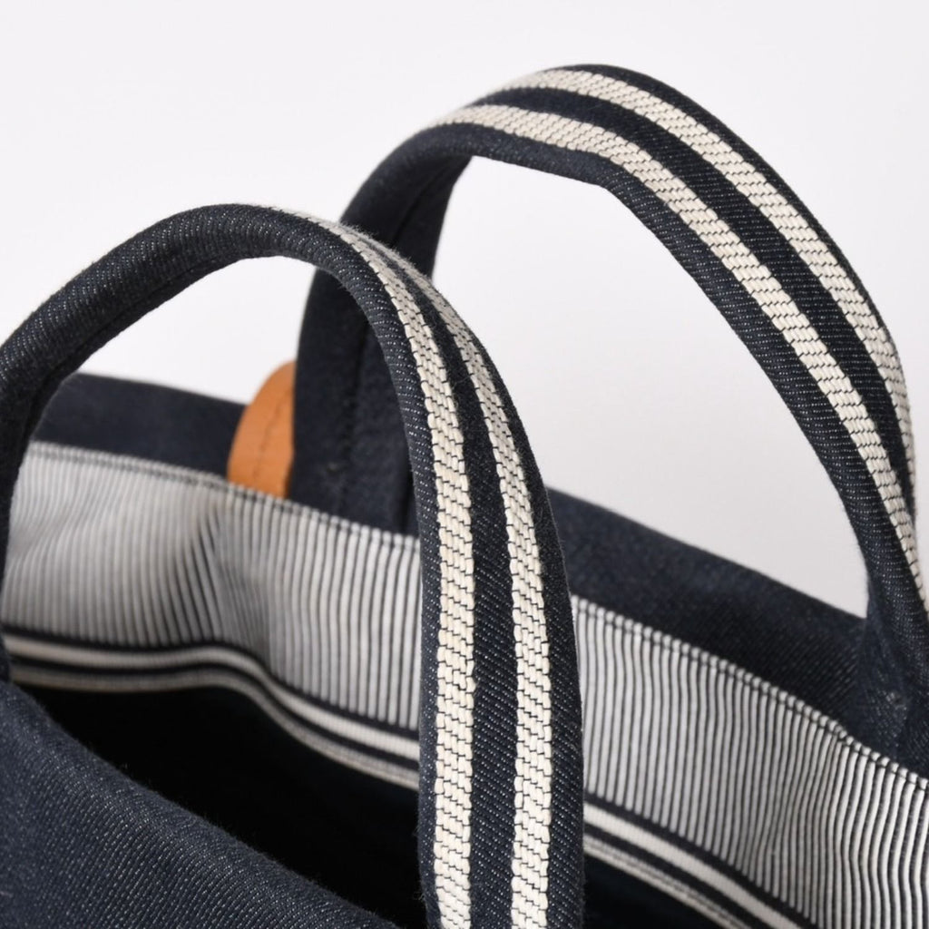 Chanel 2-Way Tote Bag CC Logo Denim Leather Navy Brown Silver — view 4