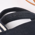 Chanel 2-Way Tote Bag CC Logo Denim Leather Navy Brown Silver — view 5