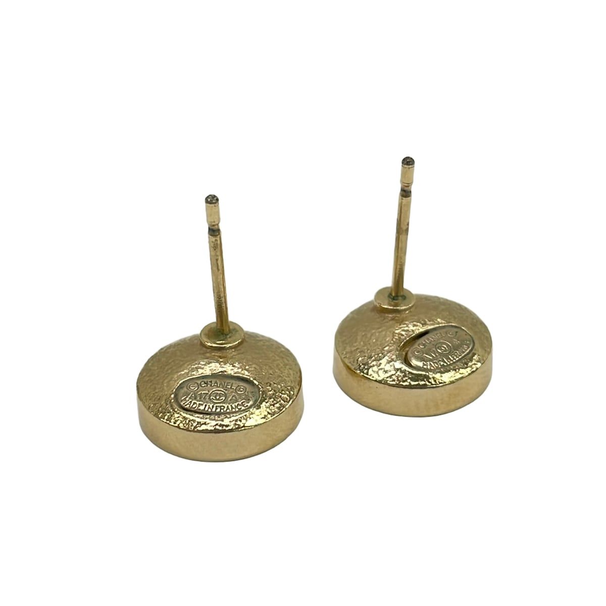 Chanel Earrings CC Logo Gold Black — view 3