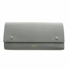 Celine Large Flap Wallet Coin Purse Leather Gray