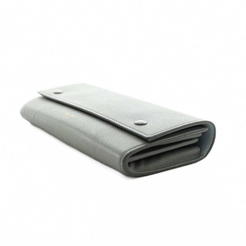 Celine Large Flap Wallet Coin Purse Leather Gray — view 5