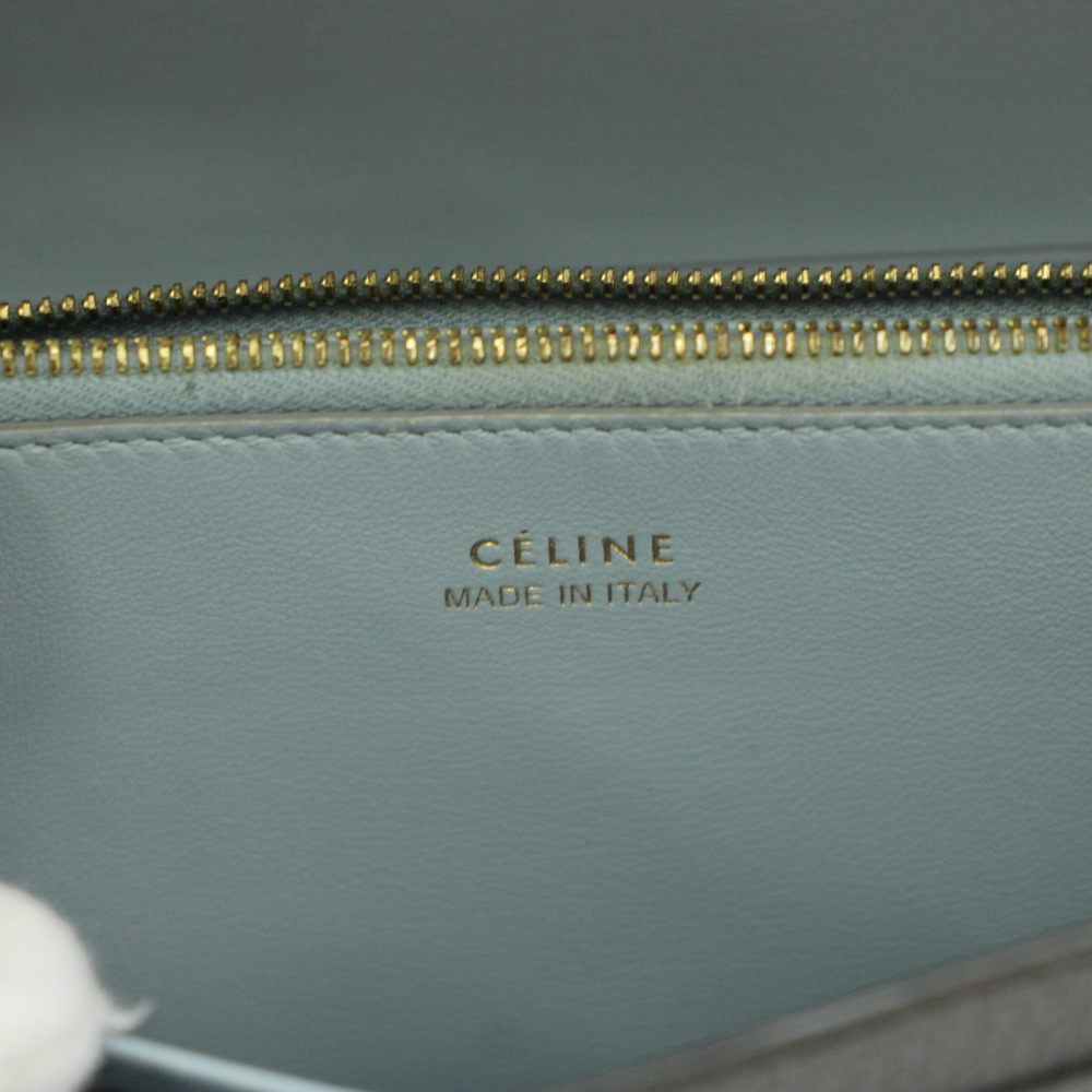 Celine Large Flap Wallet Coin Purse Leather Gray — view 3