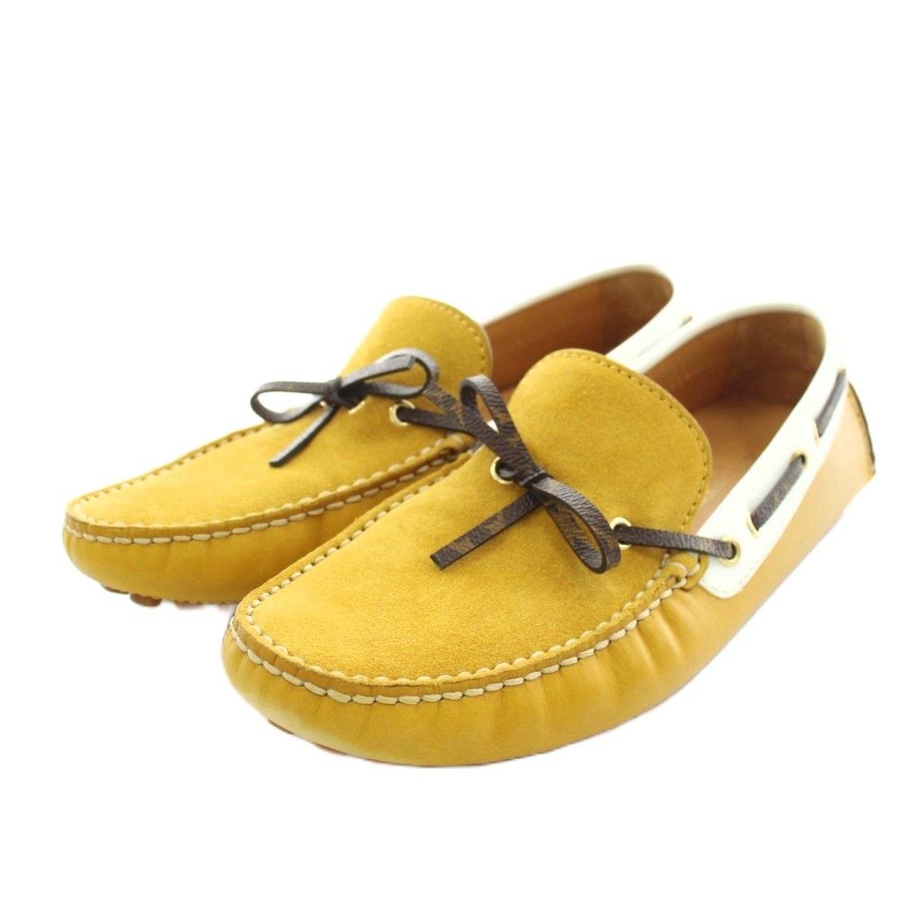 Louis Vuitton Monogram Driving Shoes Suede 6.5 Mustard