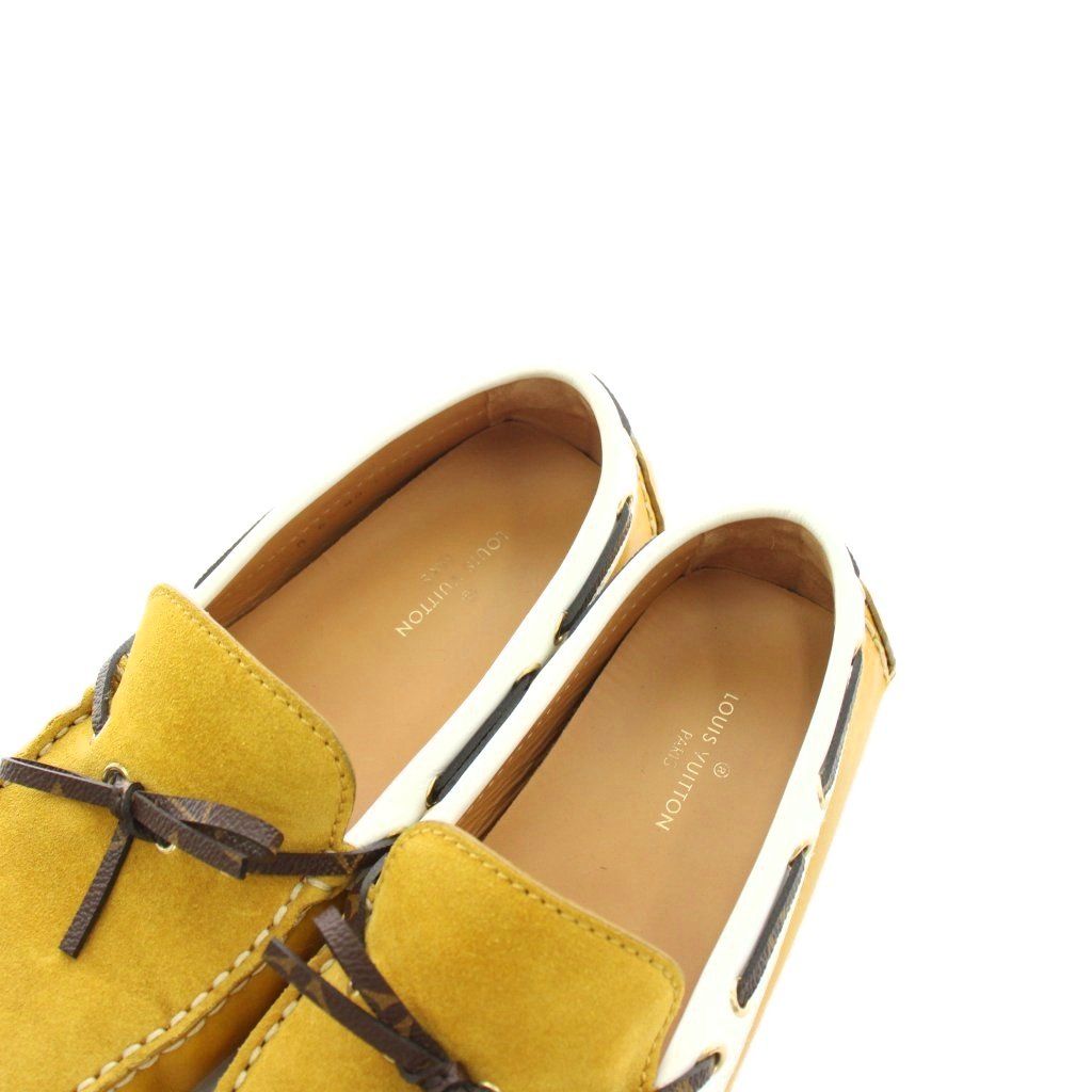 Louis Vuitton Monogram Driving Shoes Suede 6.5 Mustard — view 7