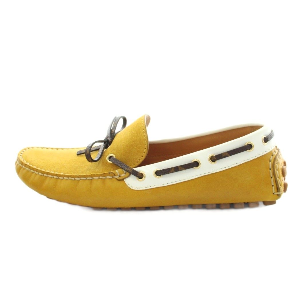 Louis Vuitton Monogram Driving Shoes Suede 6.5 Mustard — view 2