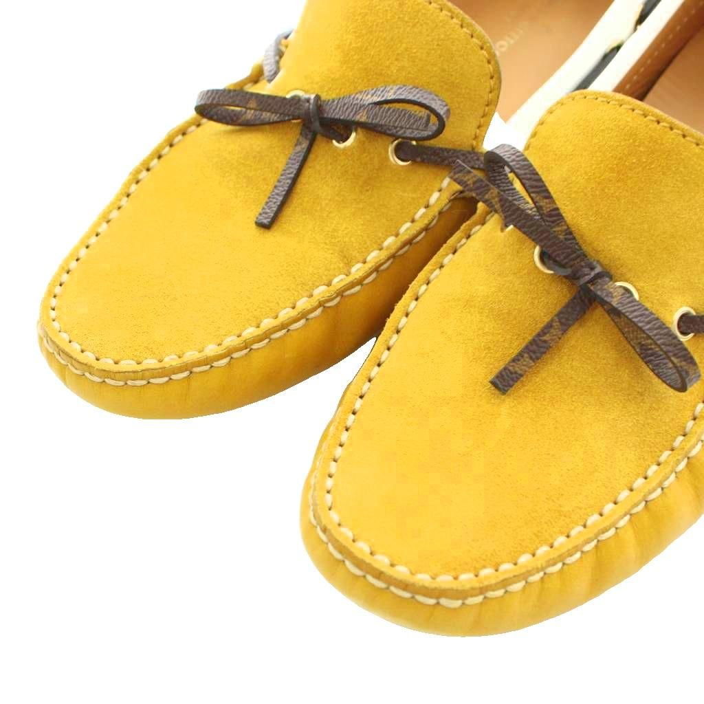 Louis Vuitton Monogram Driving Shoes Suede 6.5 Mustard — view 6