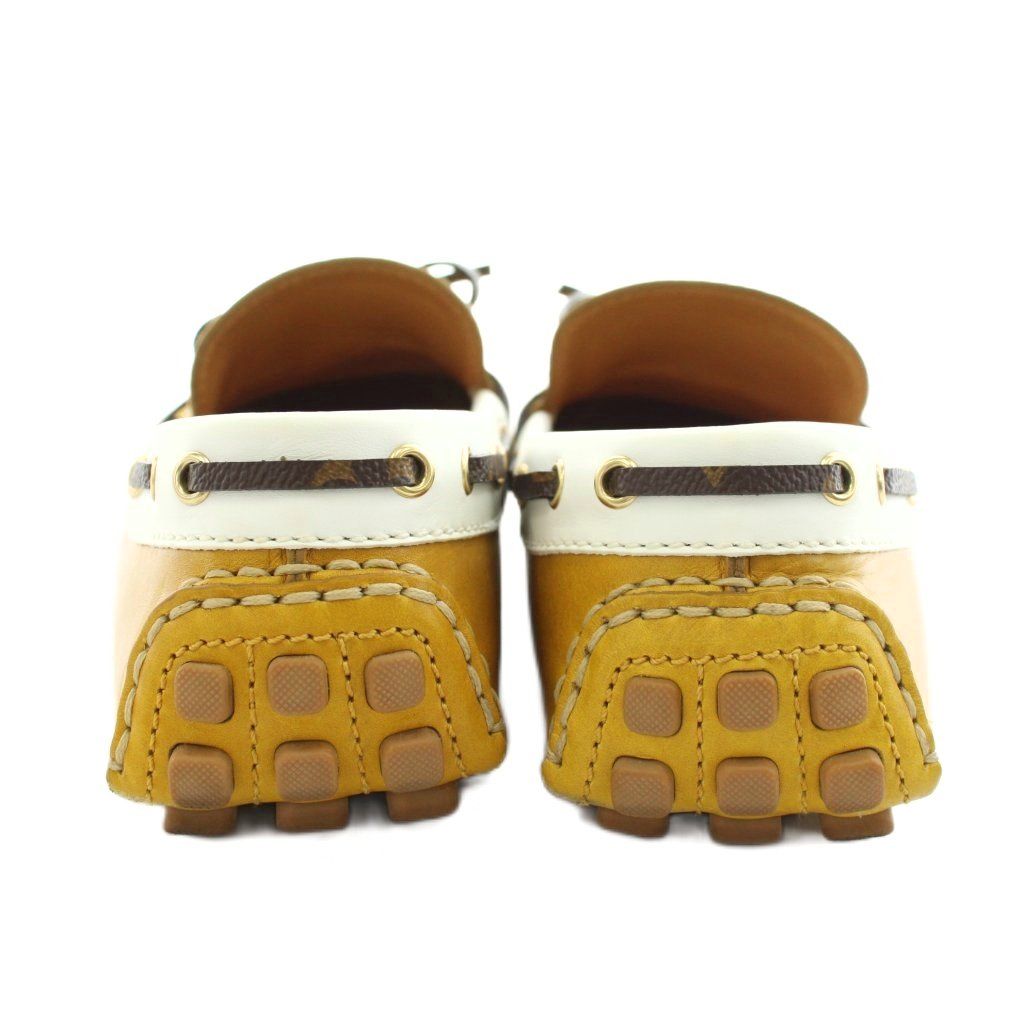 Louis Vuitton Monogram Driving Shoes Suede 6.5 Mustard — view 3