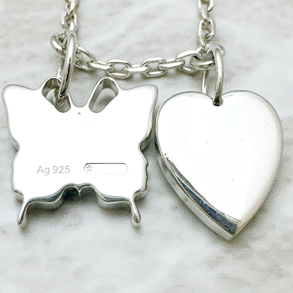 Gucci Trademark Butterfly & Heart Silver Necklace — view 7