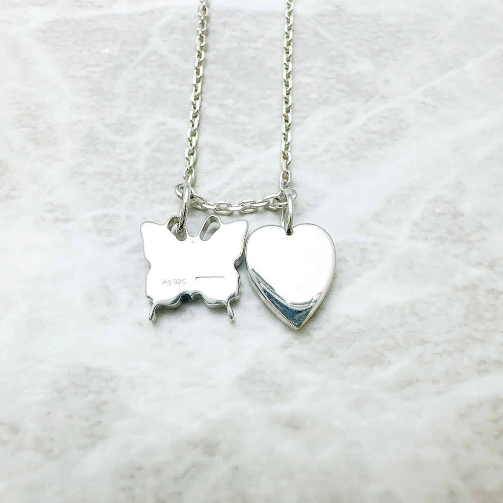 Gucci Trademark Butterfly & Heart Silver Necklace — view 6