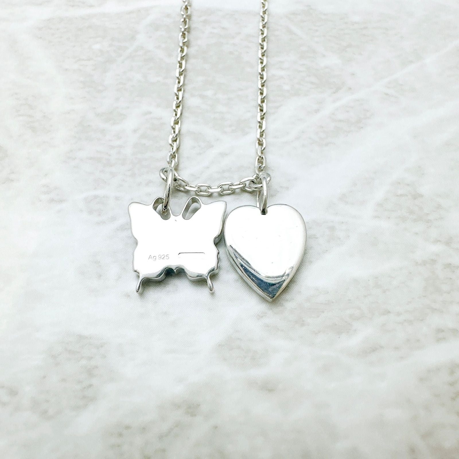 Gucci Trademark Butterfly & Heart Silver Necklace — view 6