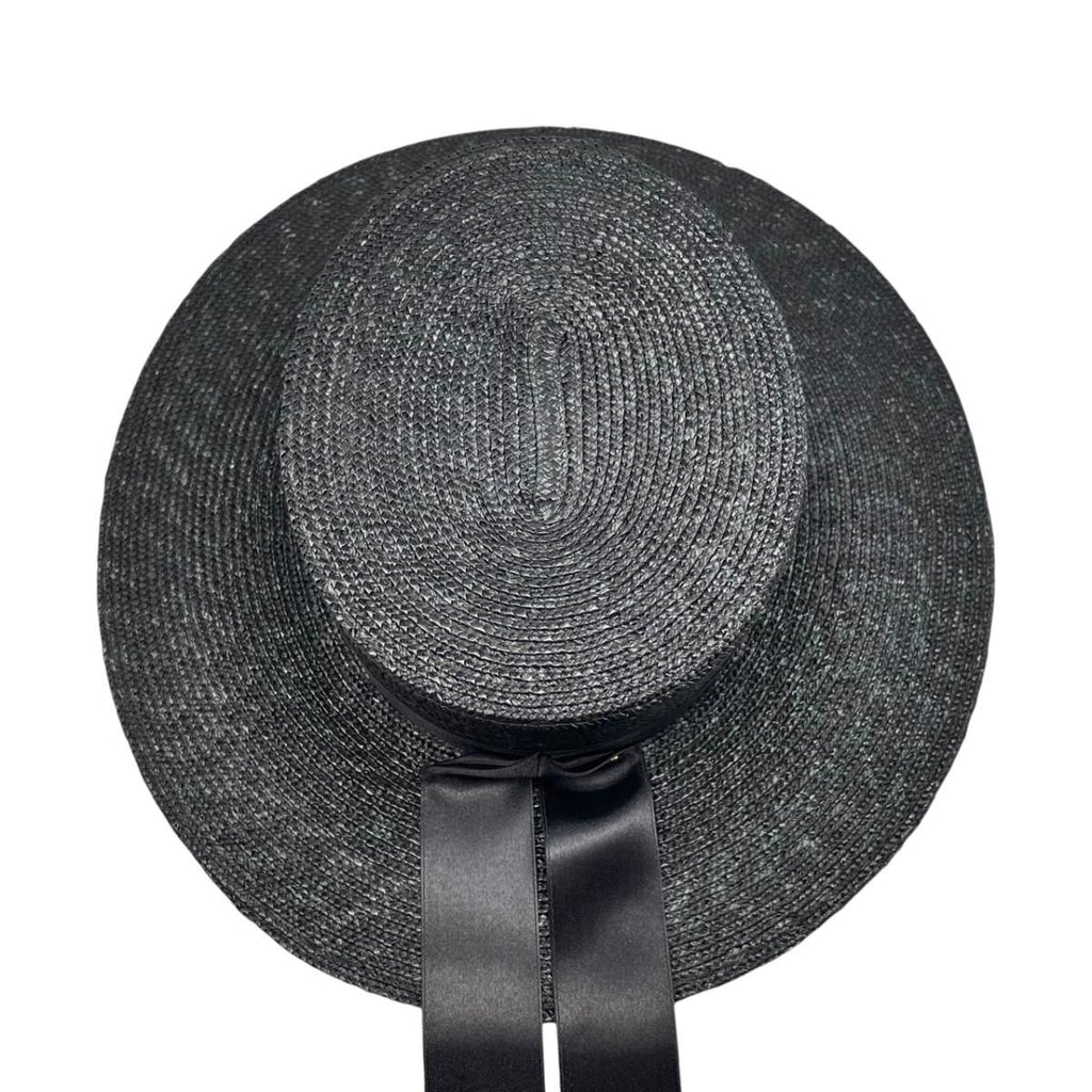 Gucci Straw Hat Ribbon Hat M Double Logo Black — view 5