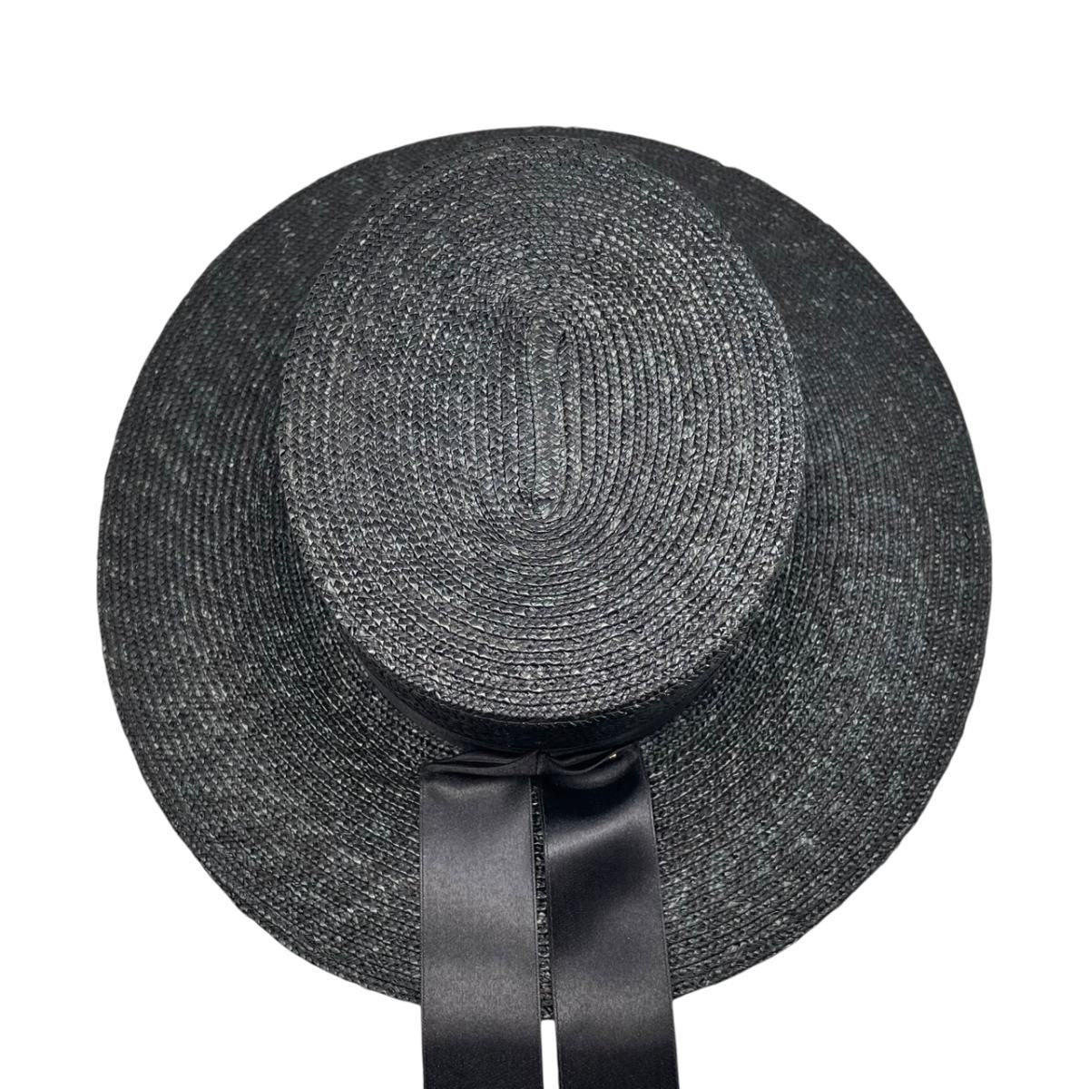 Gucci Straw Hat Ribbon Hat M Double Logo Black — view 5