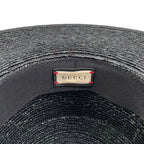 Gucci Straw Hat Ribbon Hat M Double Logo Black — view 9