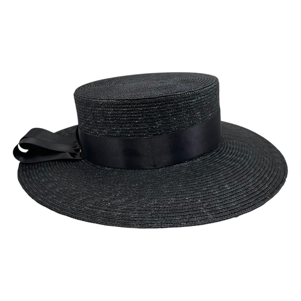 Gucci Straw Hat Ribbon Hat M Double Logo Black — view 3