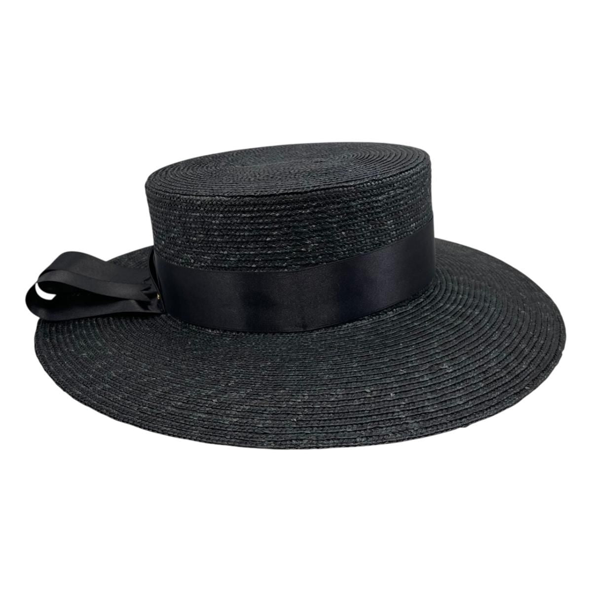 Gucci Straw Hat Ribbon Hat M Double Logo Black — view 3