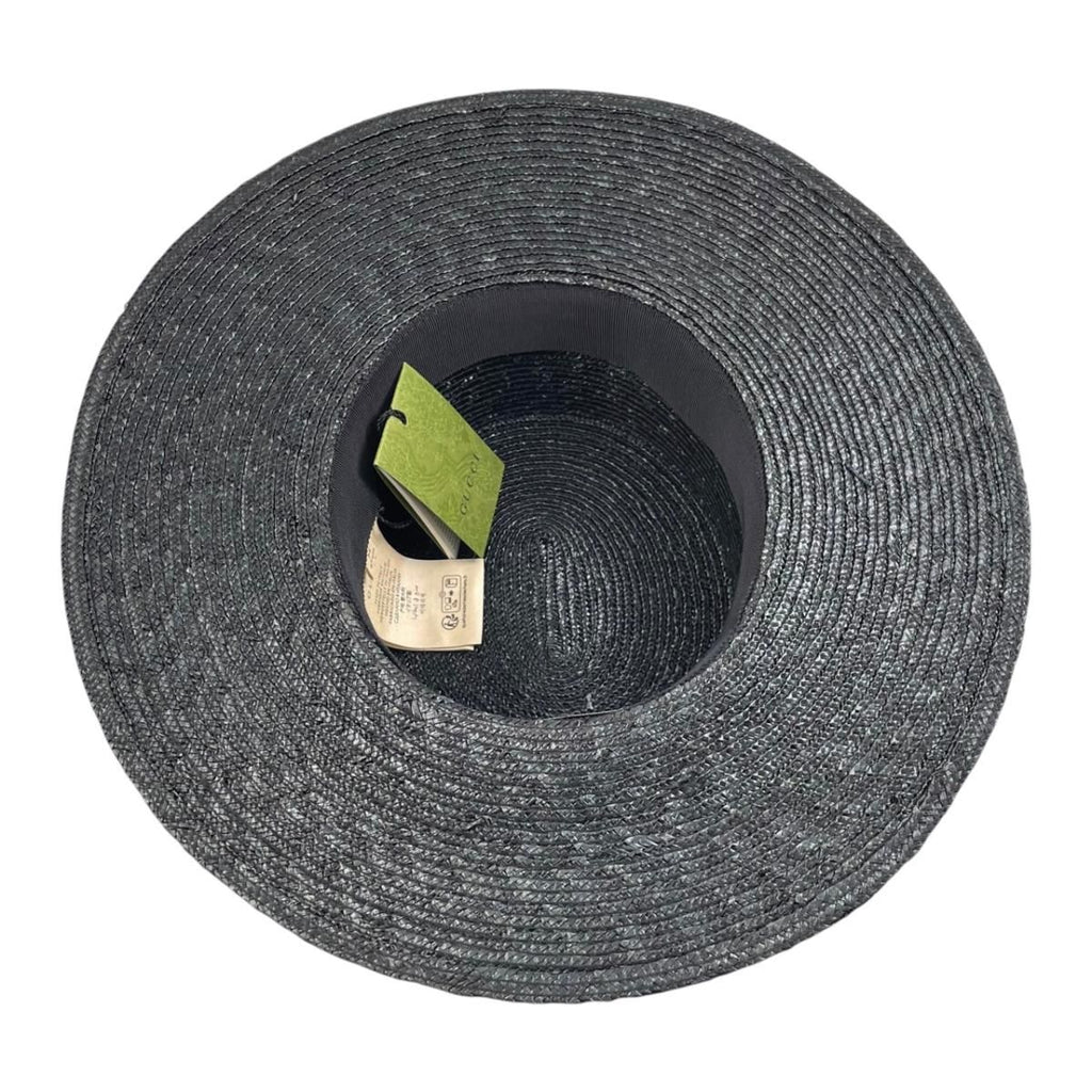 Gucci Straw Hat Ribbon Hat M Double Logo Black — view 8