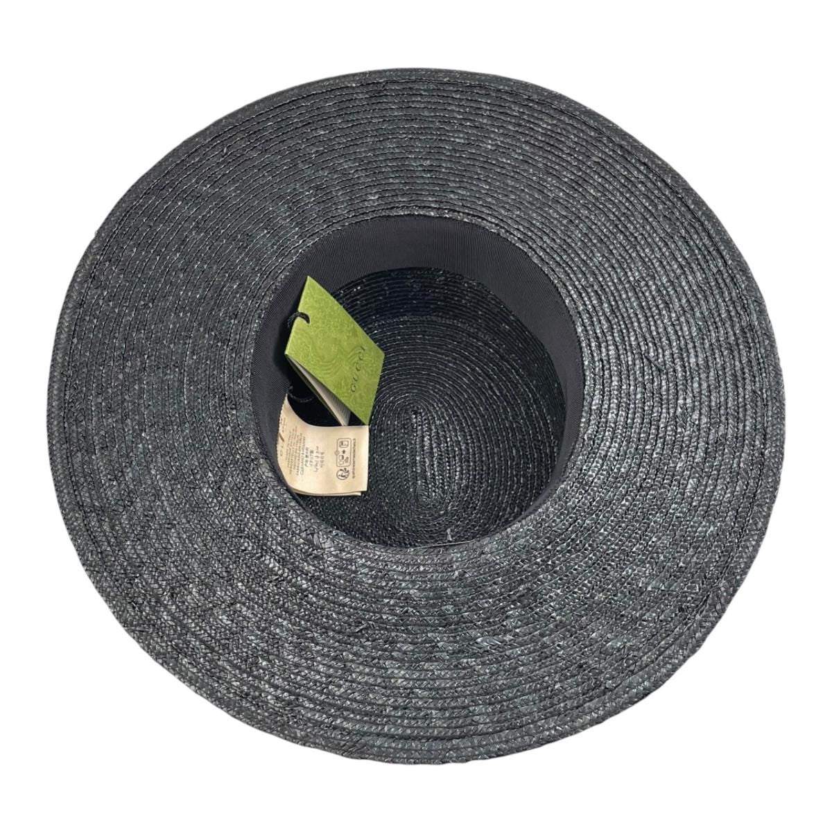 Gucci Straw Hat Ribbon Hat M Double Logo Black — view 8