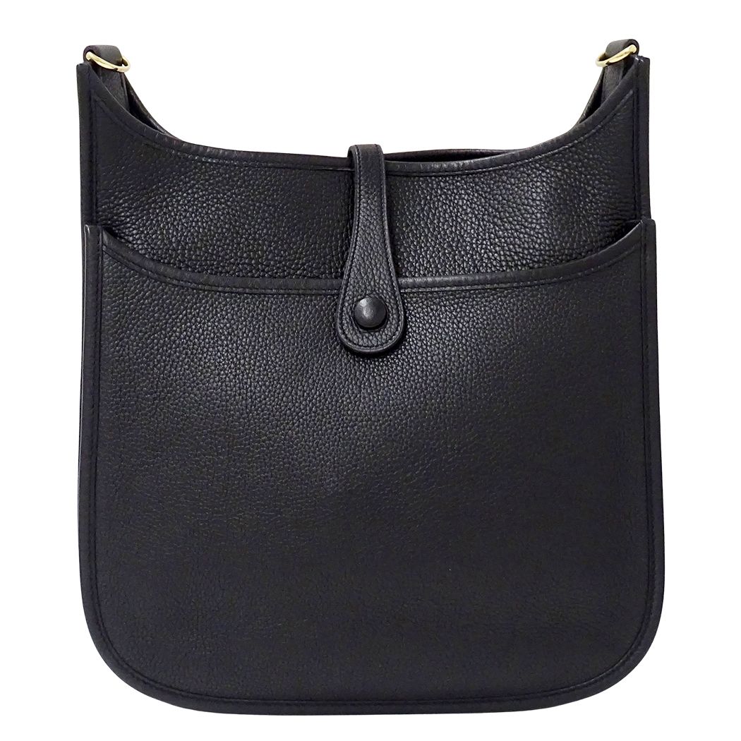 Hermes Shoulder Bag Evelyne 2 PM Taurillon Clemence Black Gold — view 2