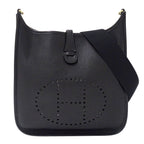 Hermes Shoulder Bag Evelyne 2 PM Taurillon Clemence Black Gold