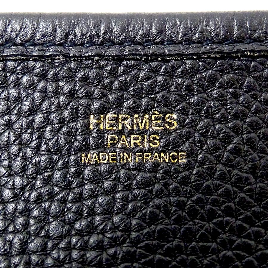 Hermes Shoulder Bag Evelyne 2 PM Taurillon Clemence Black Gold — view 6
