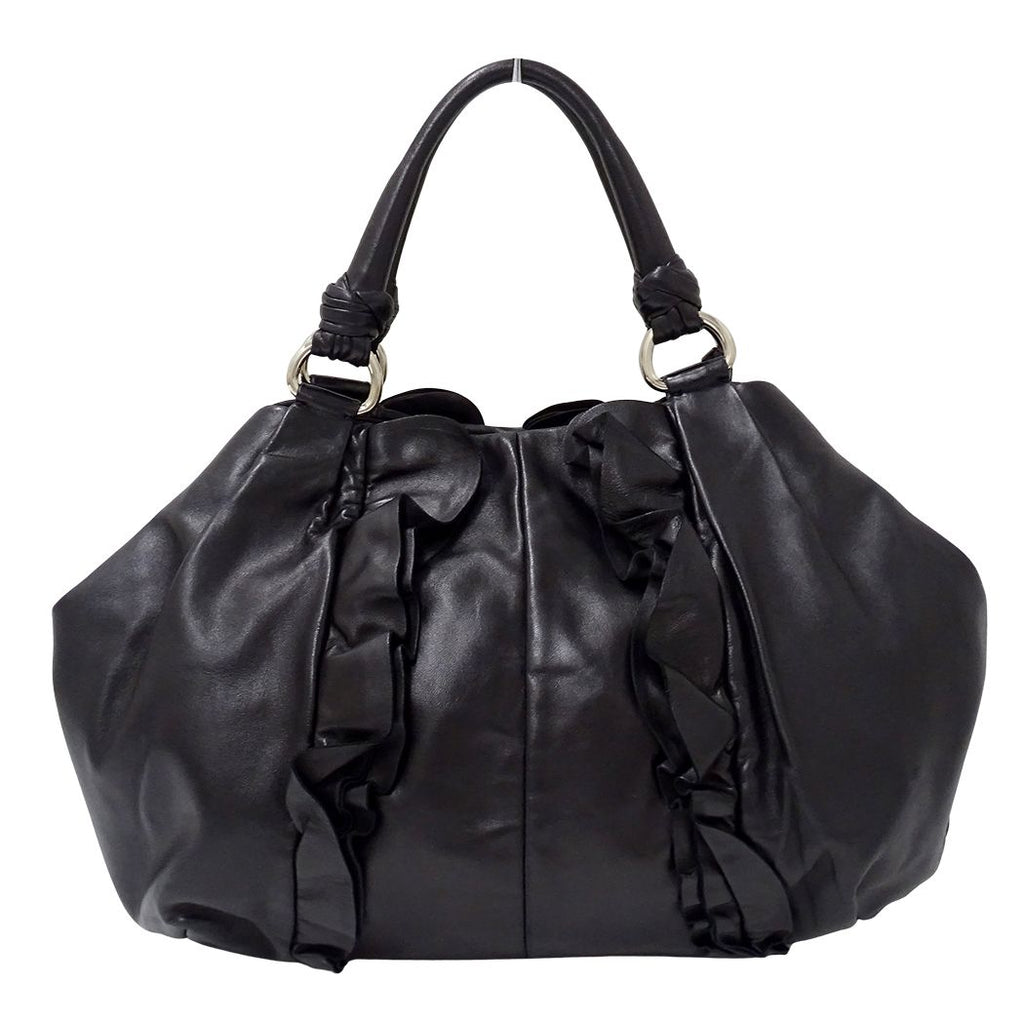 Prada Tote Leather Black Frill — view 2