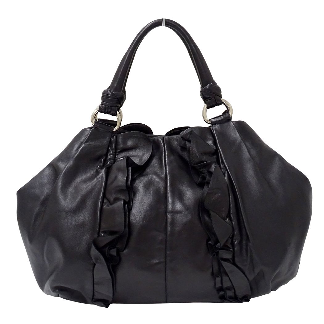Prada Tote Leather Black Frill — view 2