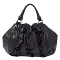 Prada Tote Leather Black Frill