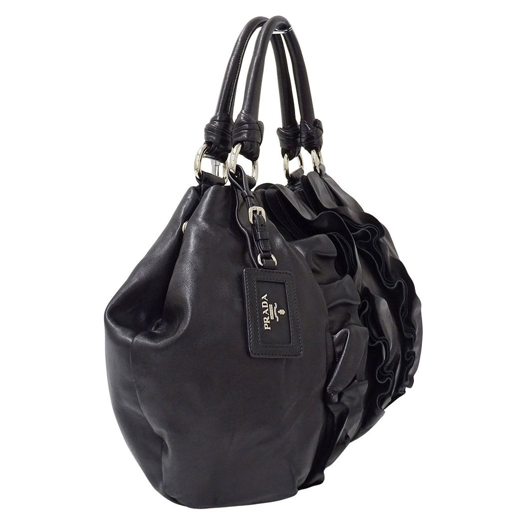 Prada Tote Leather Black Frill — view 4
