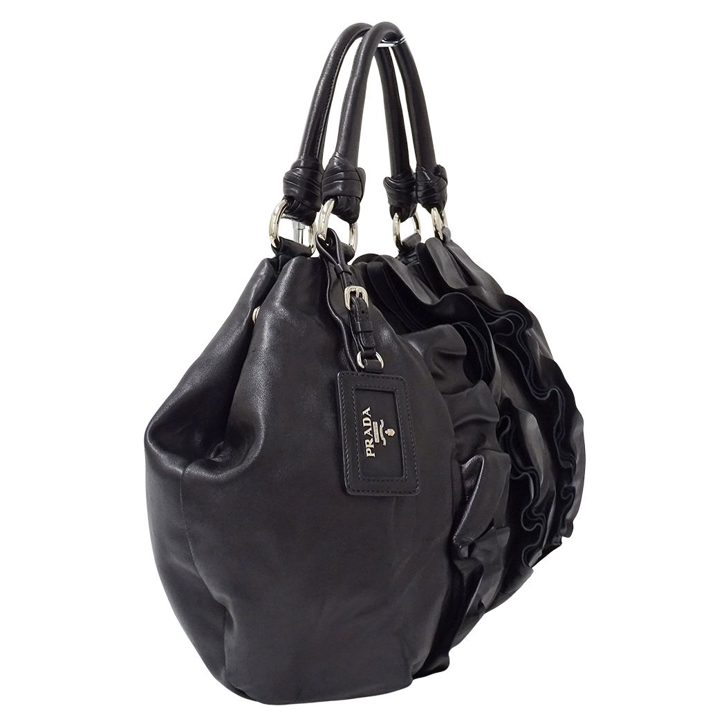Prada Tote Leather Black Frill — view 4