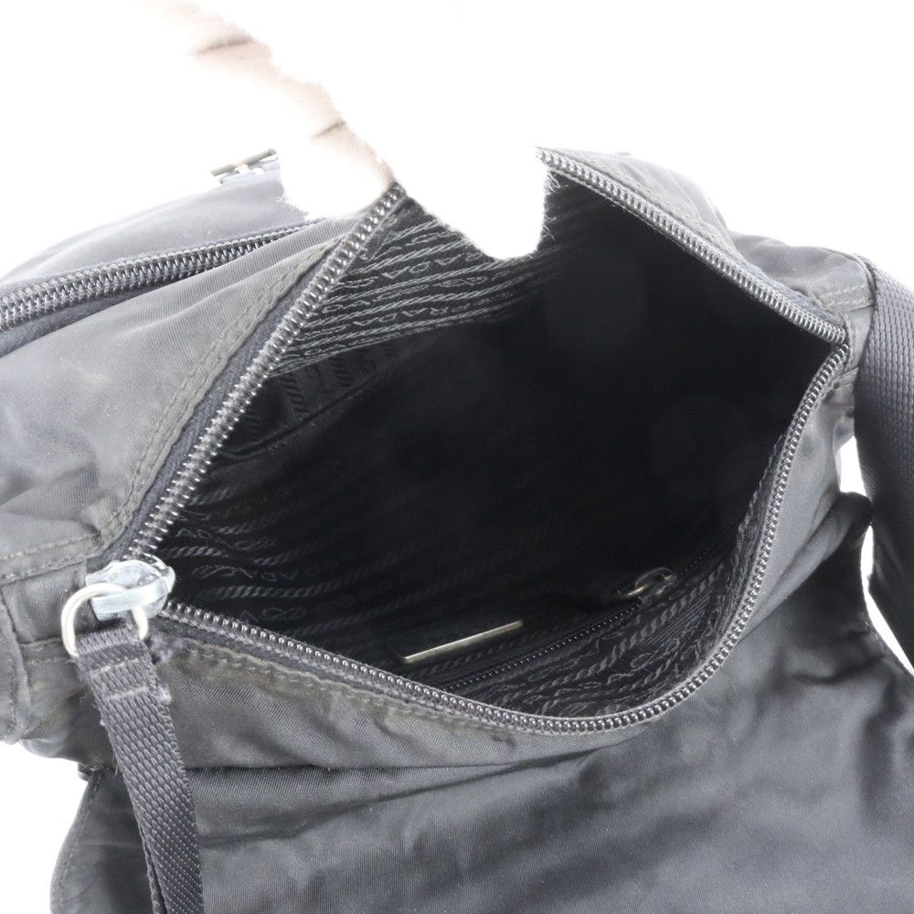 Prada Tessuto Nylon Triangle Logo Leather Shoulder Bag Crossbody Messenger Tote — view 6