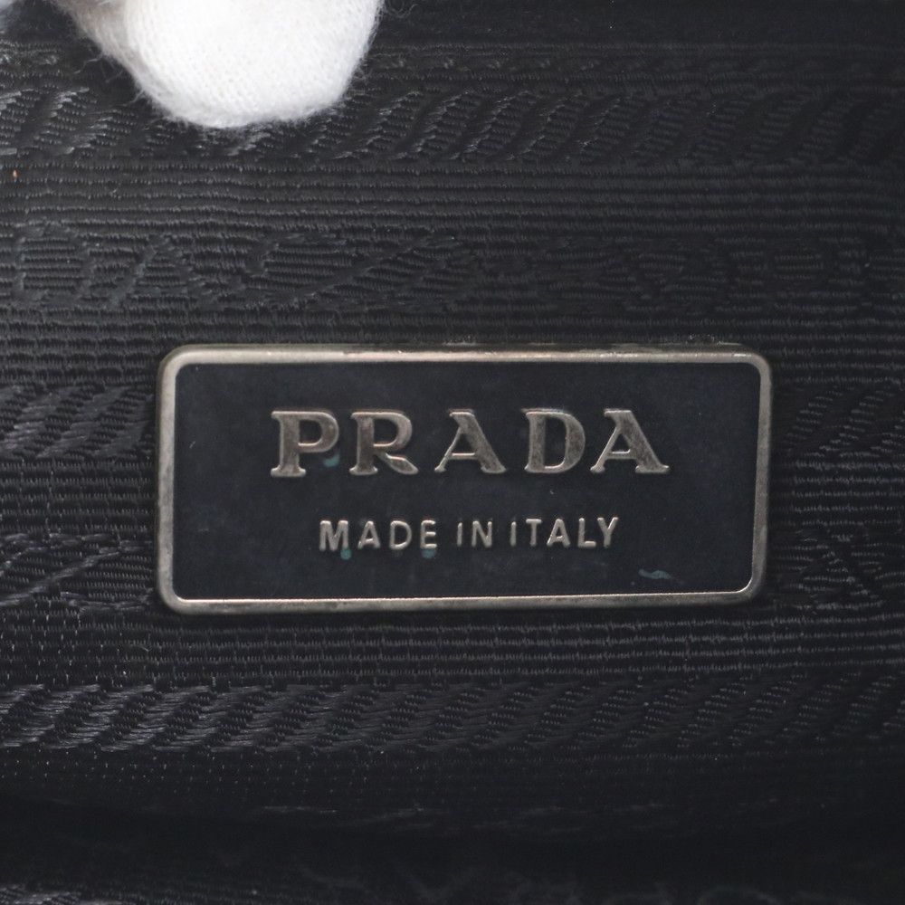 Prada Tessuto Nylon Triangle Logo Leather Shoulder Bag Crossbody Messenger Tote — view 7