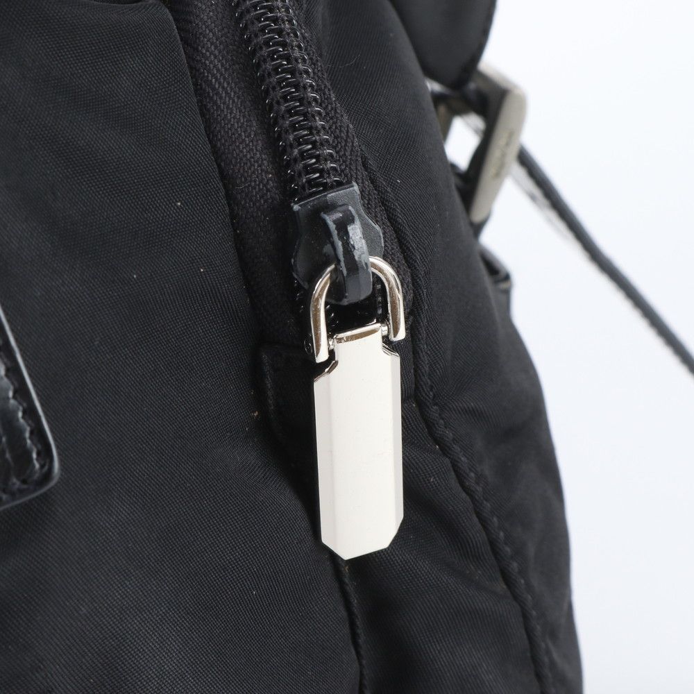Prada Tessuto Nylon Triangle Logo Leather Shoulder Bag Crossbody Messenger — view 8