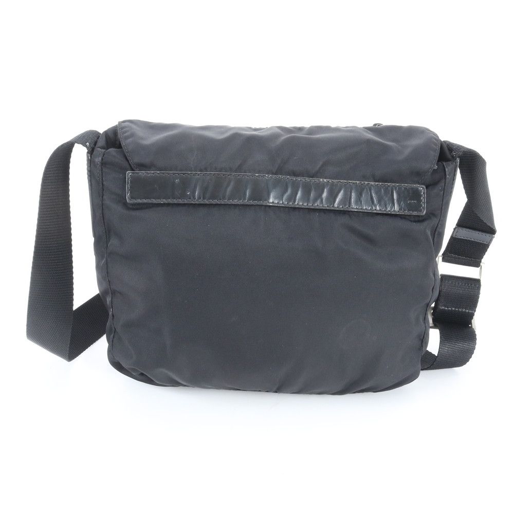 Prada Tessuto Nylon Triangle Logo Leather Shoulder Bag Crossbody Messenger — view 3