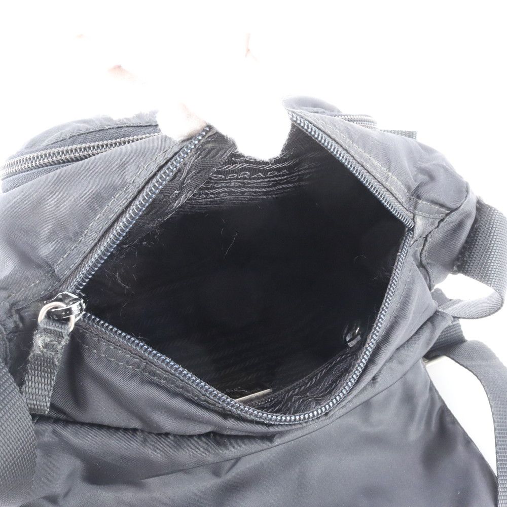 Prada Tessuto Nylon Triangle Logo Leather Shoulder Bag Crossbody Messenger — view 7