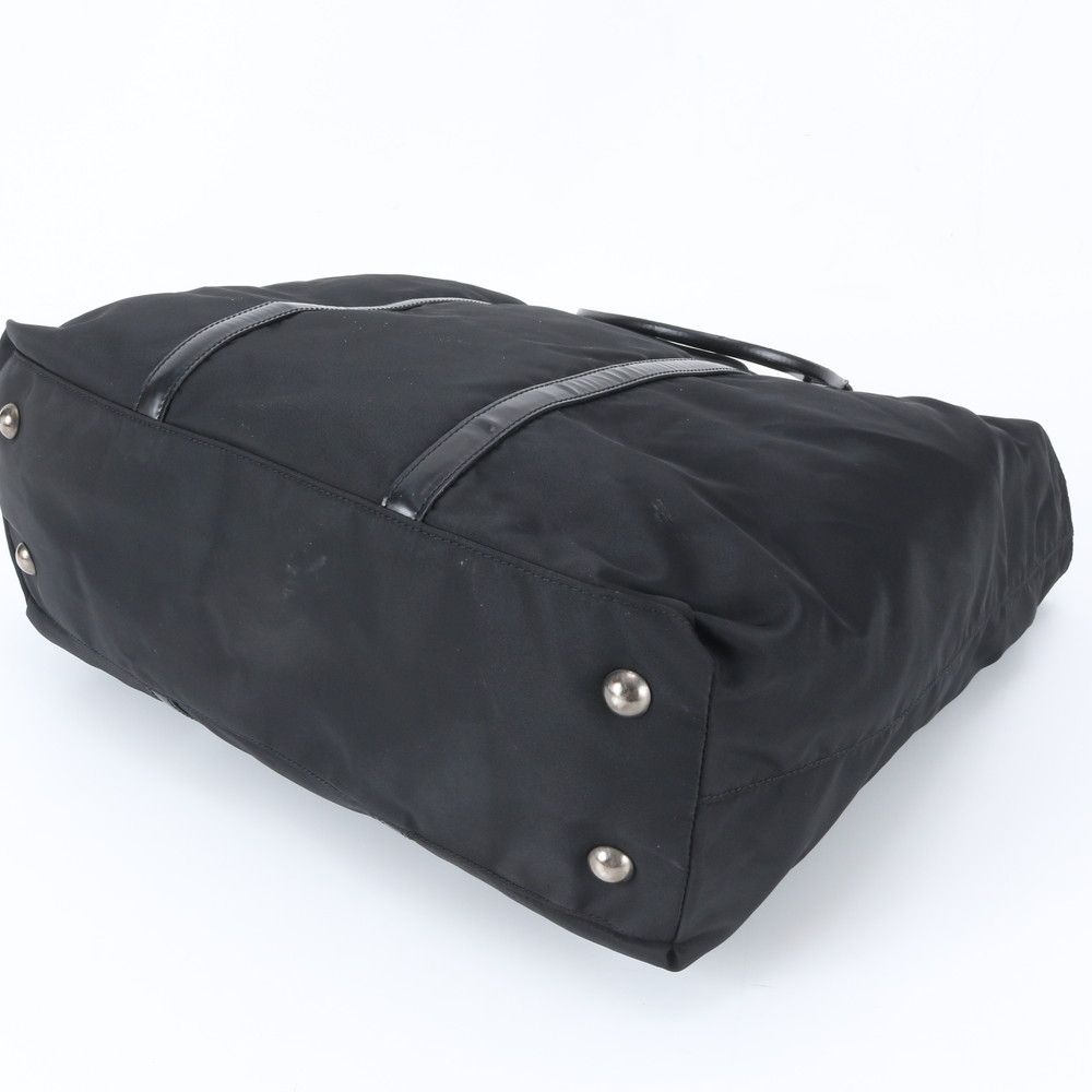 Prada Tessuto Nylon Triangle Logo Leather Boston Bag — view 5