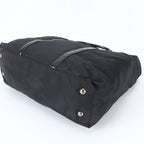 Prada Tessuto Nylon Triangle Logo Leather Boston Bag — view 5